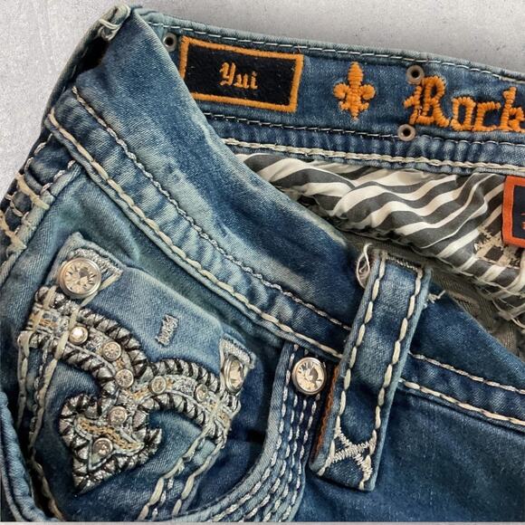 Rock Revival Daly Alt Women’s 26 Straight Leg Distressed Bling Denim Jeans - Picture 8 of 14